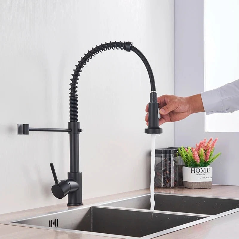 Kitchen Faucet Solid Brass Pull-Out 360° Swivel