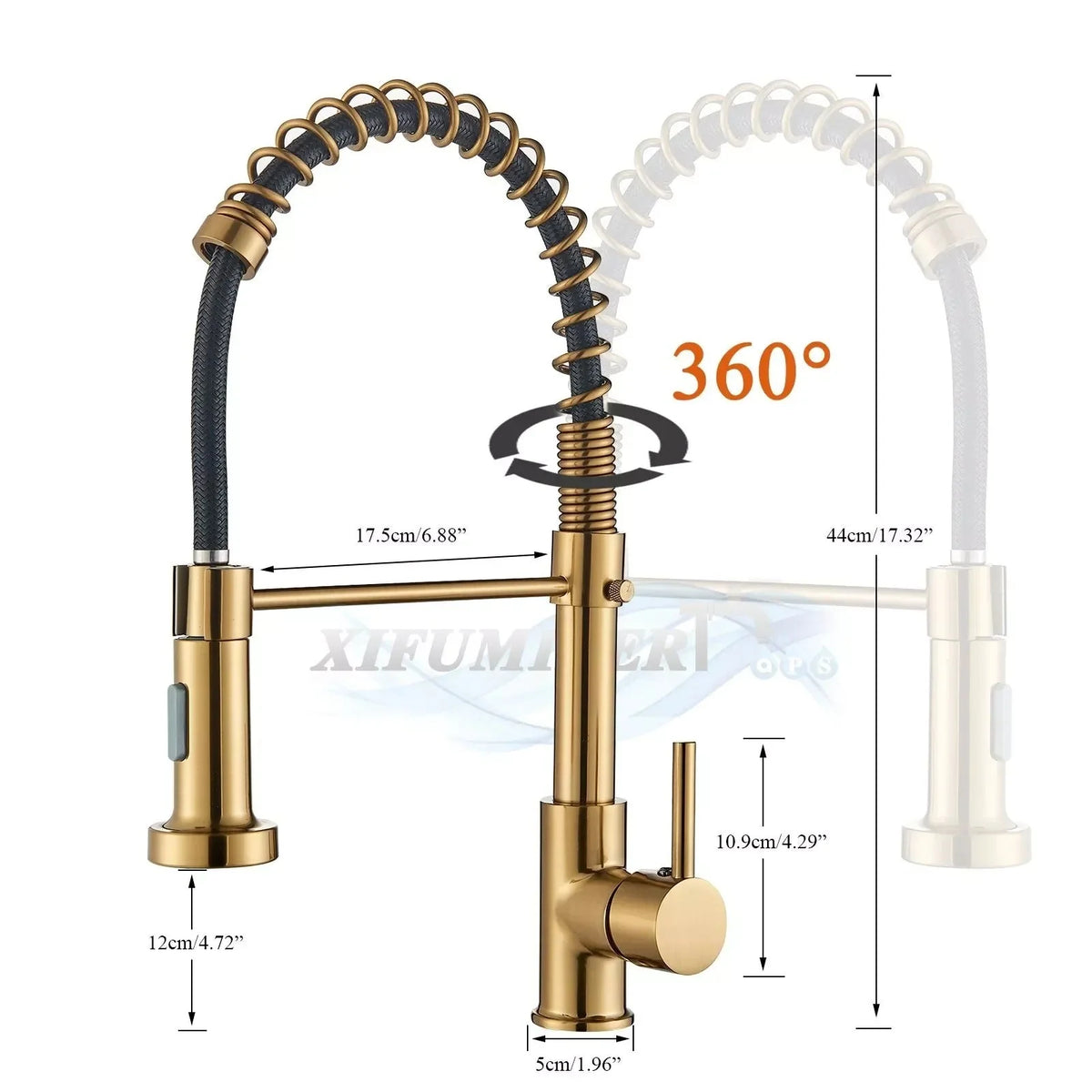 Kitchen Faucet Solid Brass Pull-Out 360° Swivel
