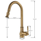 Kitchen Faucet Swivel Spout Single-Handle Antique Brass