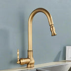 Kitchen Faucet Swivel Spout Single-Handle Antique Brass