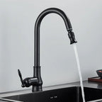 Kitchen Faucet Swivel Spout Single-Handle Antique Brass