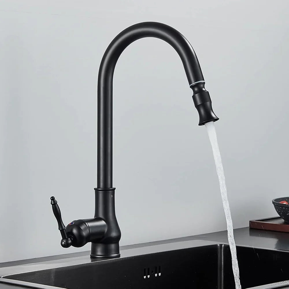 Kitchen Faucet Swivel Spout Single-Handle Antique Brass