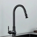Kitchen Faucet Swivel Spout Single-Handle Antique Brass
