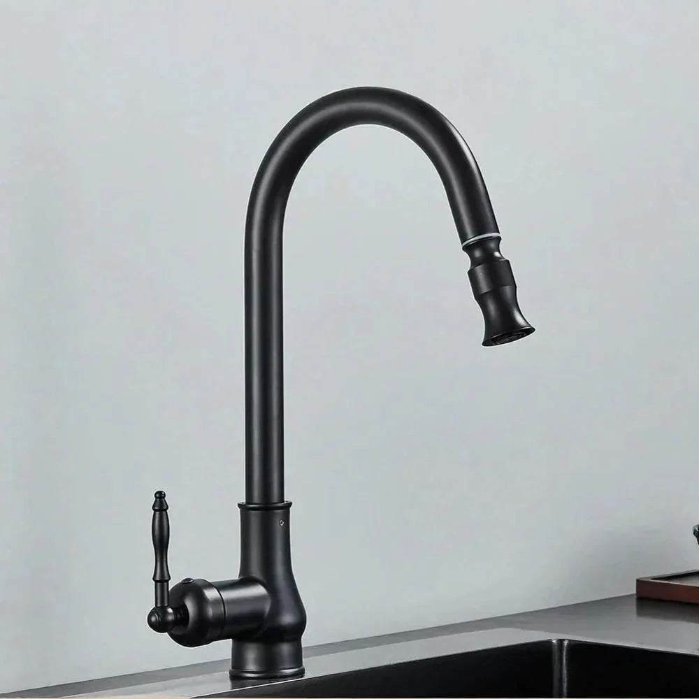 Kitchen Faucet Swivel Spout Single-Handle Antique Brass