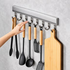 Kitchen Hook Rack Aluminum Space-Saving 6 8 10 Hooks
