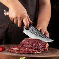 Kitchen Knife Finger Notch Cherry Wood Handle