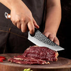 Kitchen Knife Finger Notch Cherry Wood Handle