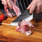 Kitchen Knife Finger Notch Cherry Wood Handle