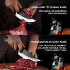 Kitchen Knife Finger Notch Cherry Wood Handle