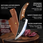 Kitchen Knife Finger Notch Cherry Wood Handle