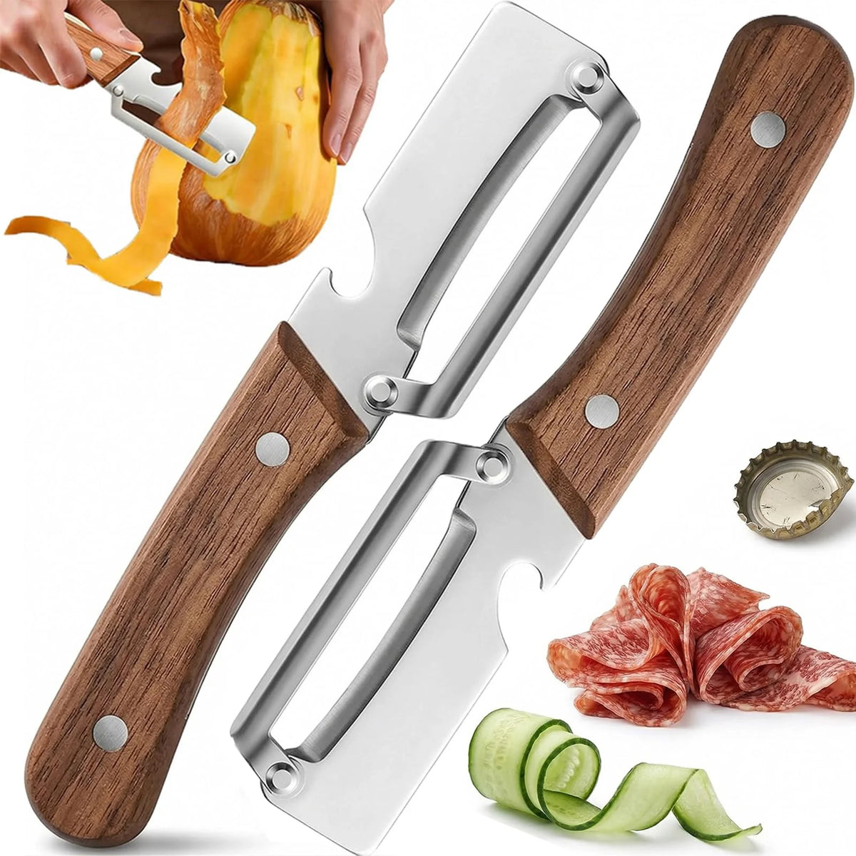 Kitchen Knife Set Multifunctional Stainless Steel & Wood Handles