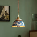 Kitchen Pendant Lamp Hand Painted Ceramic Shade Copper Fitting