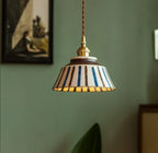 Kitchen Pendant Lamp Hand Painted Ceramic Shade Copper Fitting