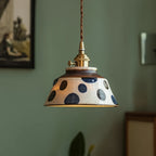 Kitchen Pendant Lamp Hand Painted Ceramic Shade Copper Fitting