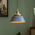 Kitchen Pendant Lamp Hand Painted Ceramic Shade Copper Fitting
