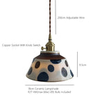 Kitchen Pendant Lamp Hand Painted Ceramic Shade Copper Fitting