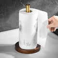 Kitchen Roll Holder Walnut Wood & Stainless Steel Freestanding