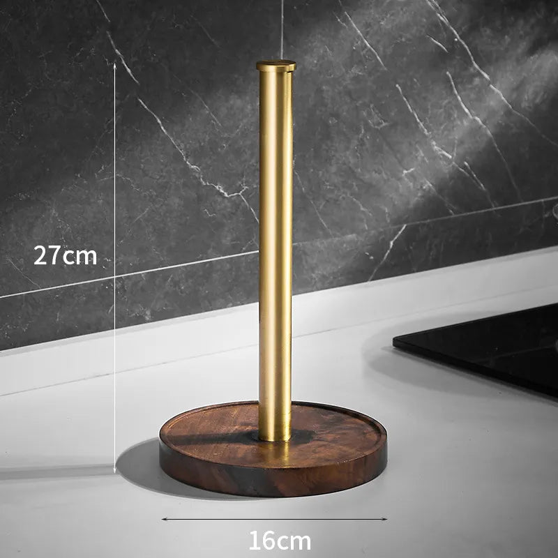 Kitchen Roll Holder Walnut Wood & Stainless Steel Freestanding