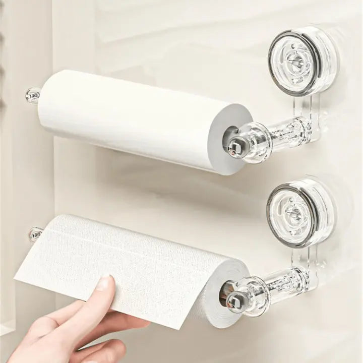 Kitchen Roll & Towel Holder 180° Rotating No-Drill Suction