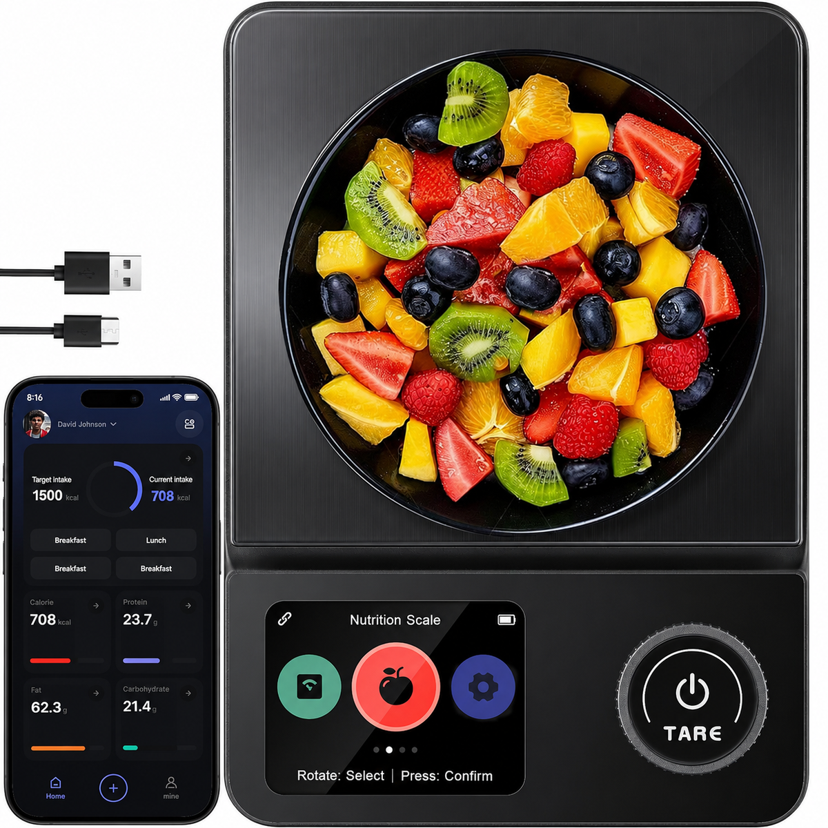 Kitchen Scale App-Connected Stainless Steel 5kg