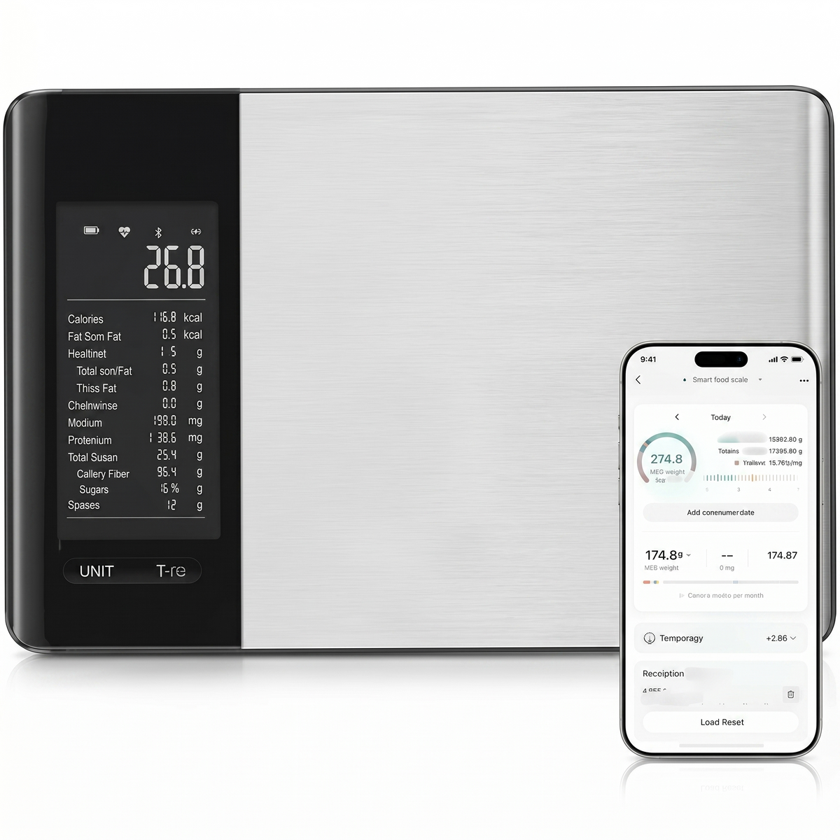 Kitchen Scale App-Enabled Nutritional Calculator Stainless Steel Platform