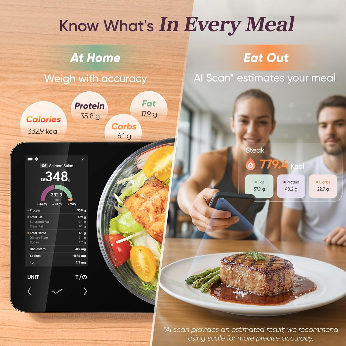 Kitchen Scale Nutrient Tracking & App Integration 5kg