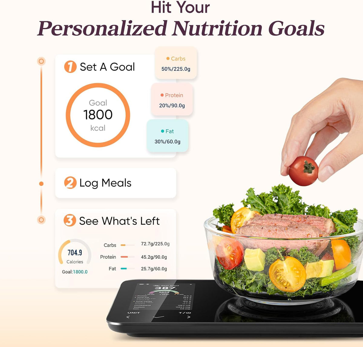 Kitchen Scale Nutrient Tracking & App Integration 5kg