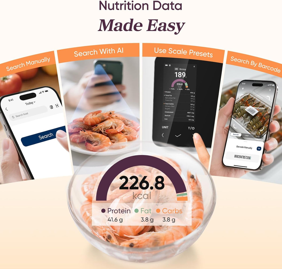 Kitchen Scale Nutrient Tracking & App Integration 5kg