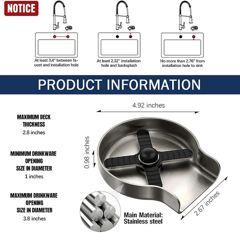 Kitchen Sink Rinser Auto Shutoff & Multi-Angle Jets