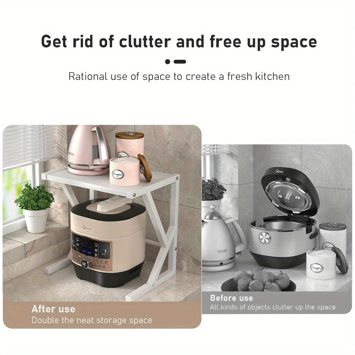 Kitchen Storage Rack Two-Tier Durable Steel Space-Saving