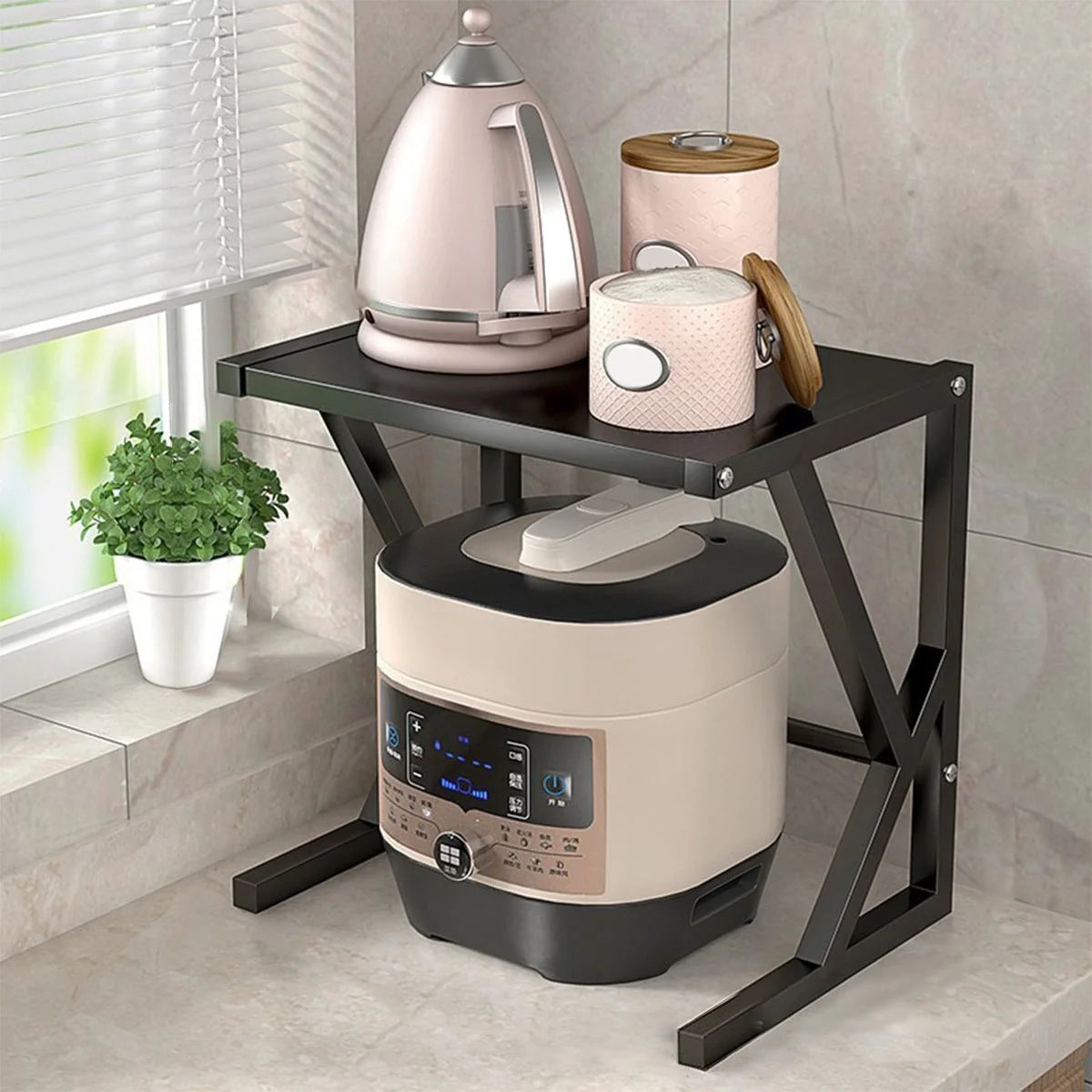 Kitchen Storage Rack Two-Tier Durable Steel Space-Saving