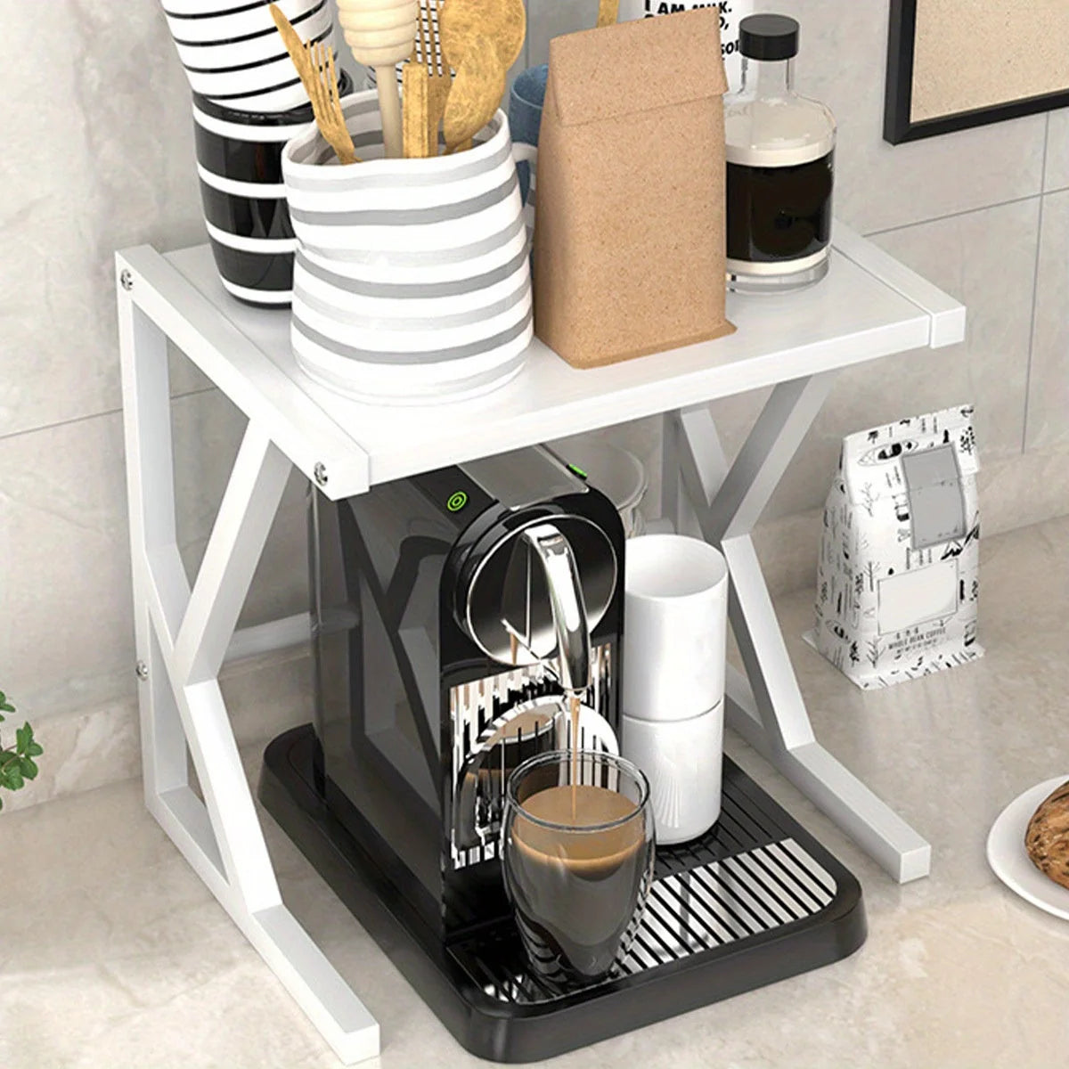 Kitchen Storage Rack Two-Tier Durable Steel Space-Saving