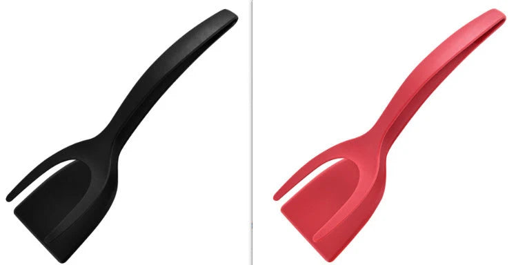 Kitchen Tongs 2-in-1 Spatula Silica Gel Dishwasher Safe