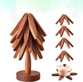 Kitchen Trivet Solid Wood Foldable Tree-Shaped 7.8 Inch