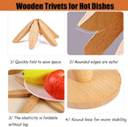 Kitchen Trivet Solid Wood Foldable Tree-Shaped 7.8 Inch