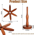 Kitchen Trivet Solid Wood Foldable Tree-Shaped 7.8 Inch