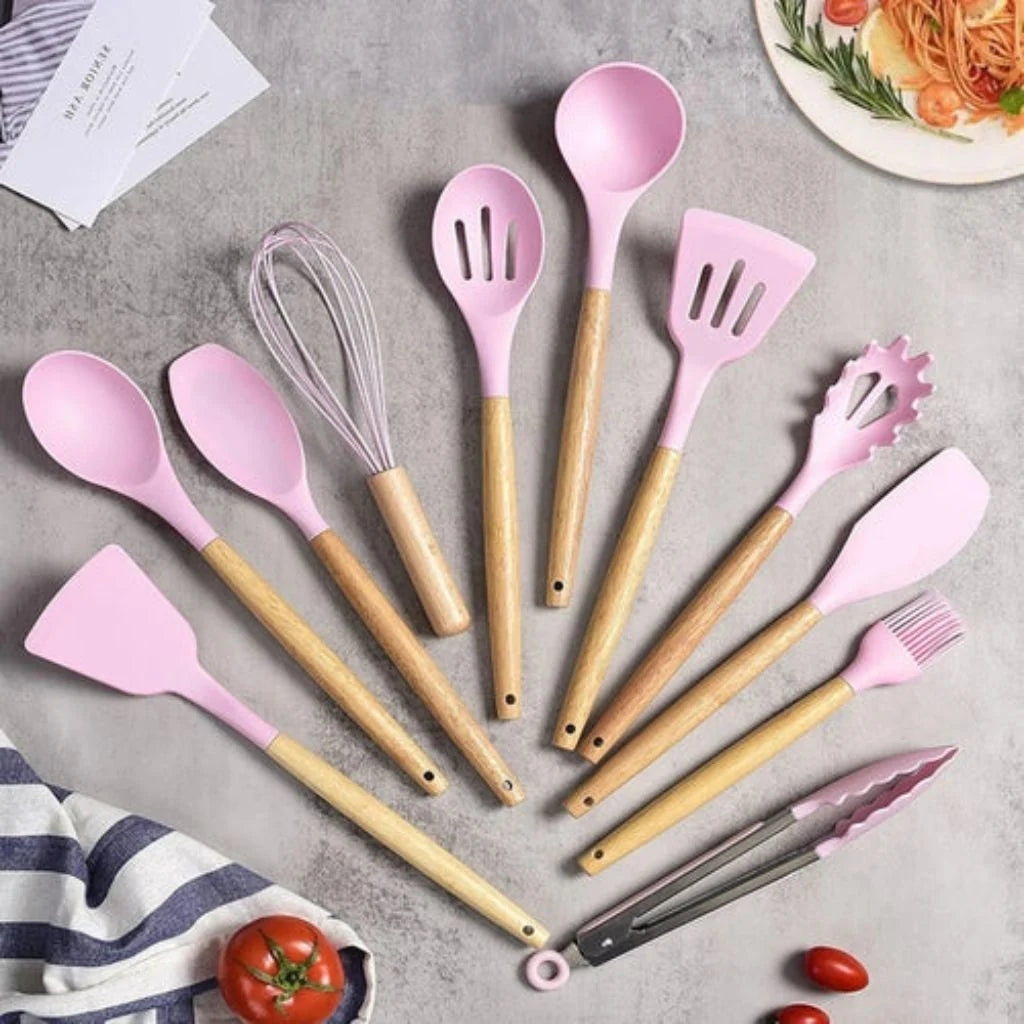 Kitchen Utensil Set 11-Piece Removable Silicone Heads