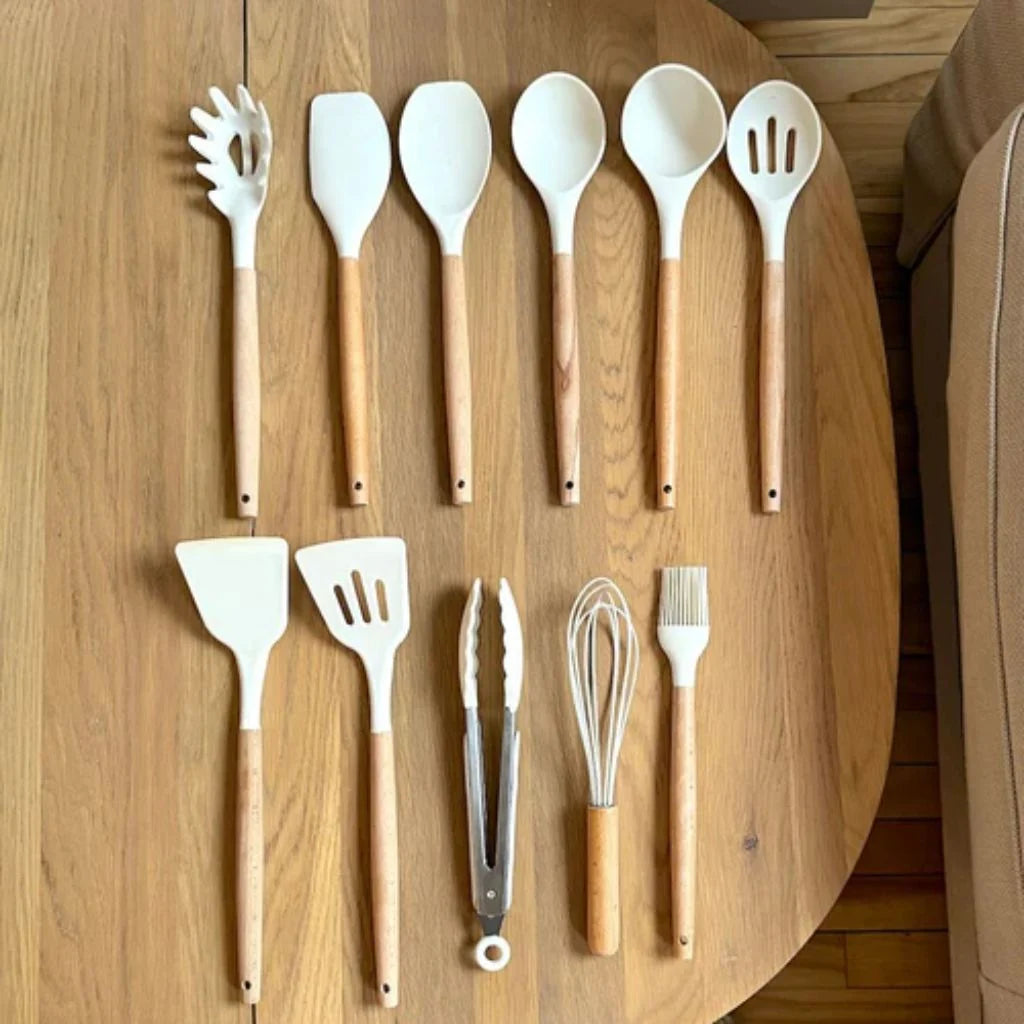 Kitchen Utensil Set 11-Piece Removable Silicone Heads