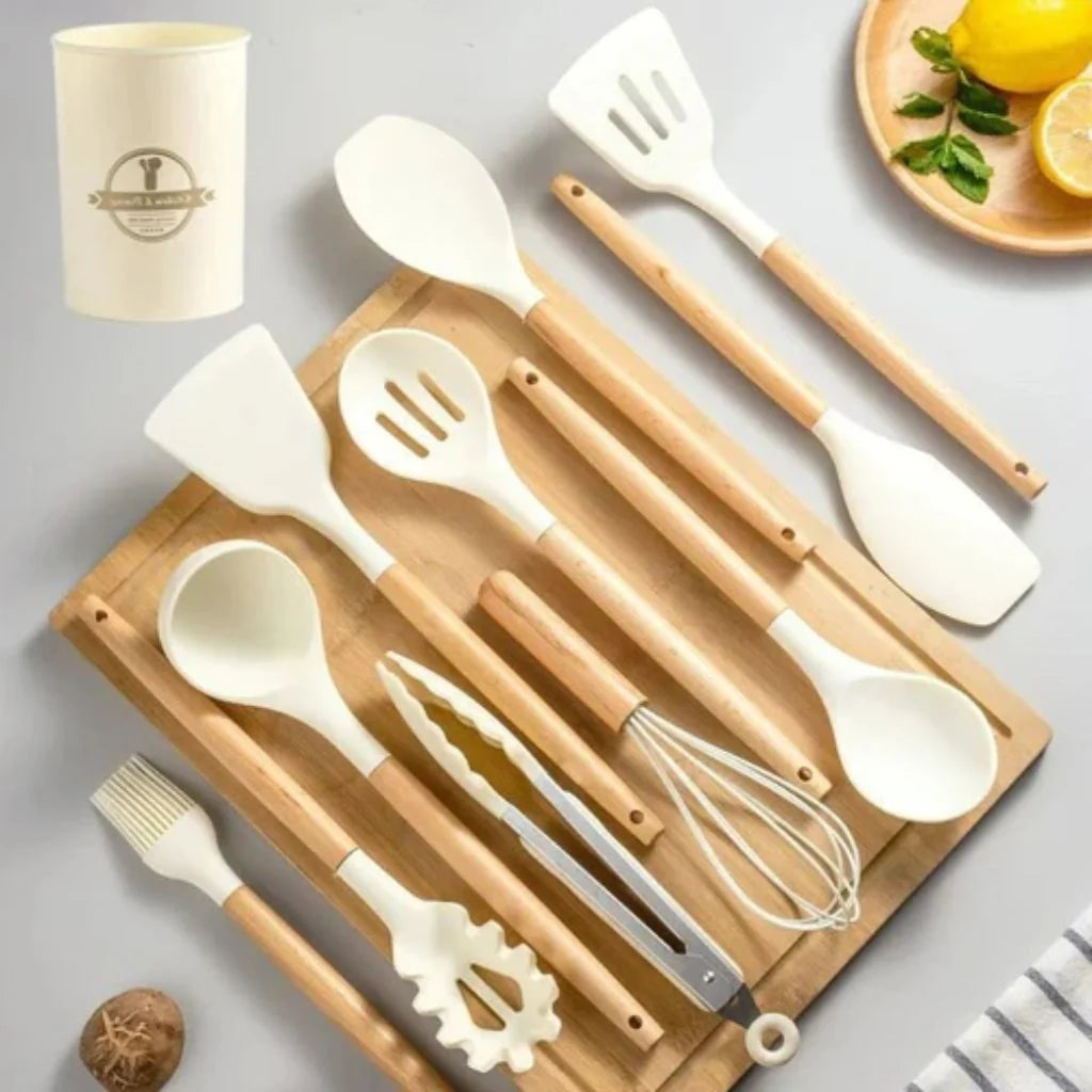 Kitchen Utensil Set 11-Piece Removable Silicone Heads