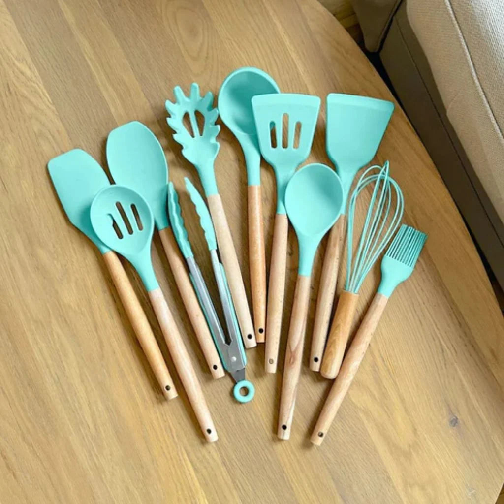 Kitchen Utensil Set 11-Piece Removable Silicone Heads