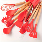 Kitchen Utensil Set 12-Piece Heat-Resistant Silicone & Bamboo Handles