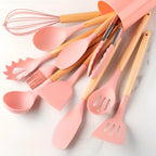 Kitchen Utensil Set 12-Piece Heat-Resistant Silicone & Bamboo Handles