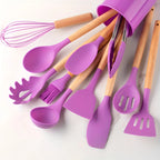 Kitchen Utensil Set 12-Piece Heat-Resistant Silicone & Bamboo Handles