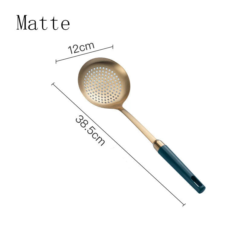 Kitchen Utensil Set 304 Stainless Steel Gold-Plated Hook Stand