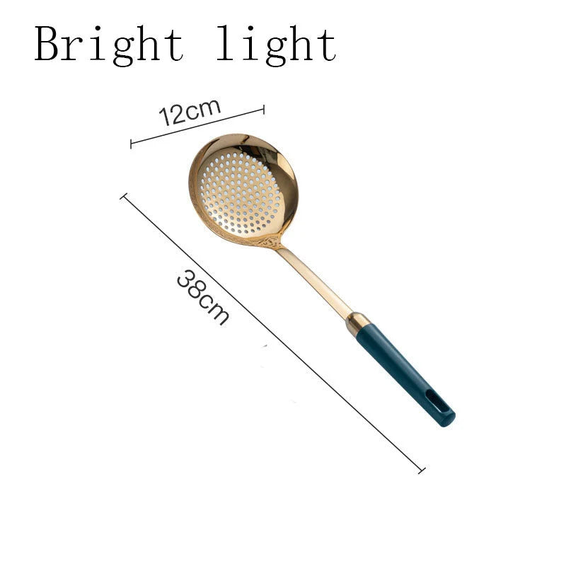 Kitchen Utensil Set 304 Stainless Steel Gold-Plated Hook Stand