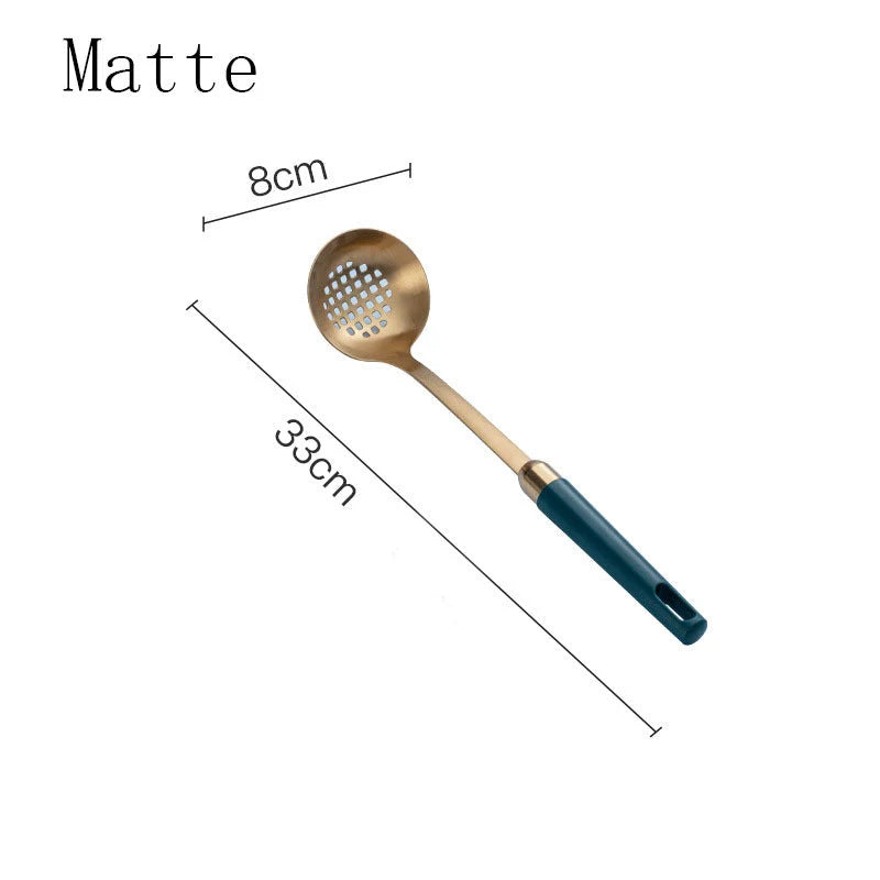 Kitchen Utensil Set 304 Stainless Steel Gold-Plated Hook Stand