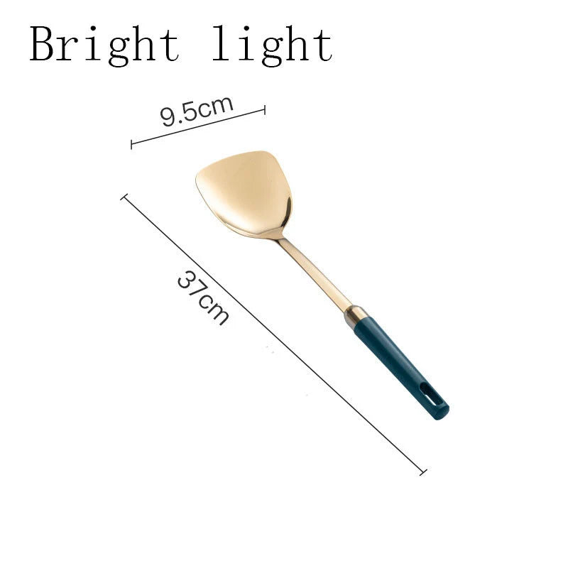 Kitchen Utensil Set 304 Stainless Steel Gold-Plated Hook Stand