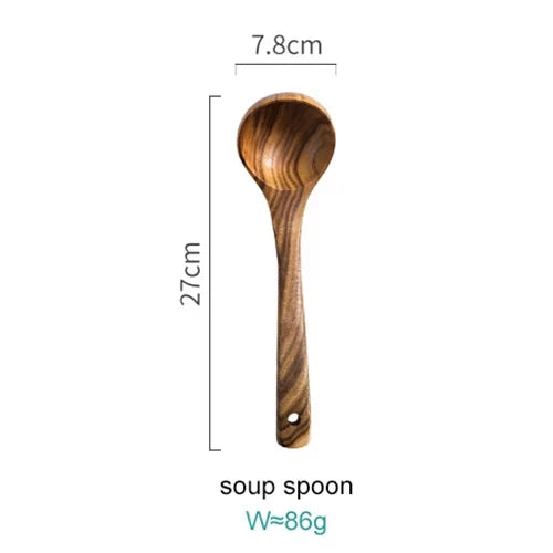 Kitchen Utensil Set Acacia Wood Non-Scratch Stand