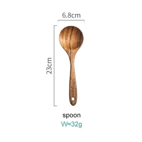 Kitchen Utensil Set Acacia Wood Non-Scratch Stand
