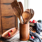 Kitchen Utensil Set Acacia Wood Non-Scratch Stand